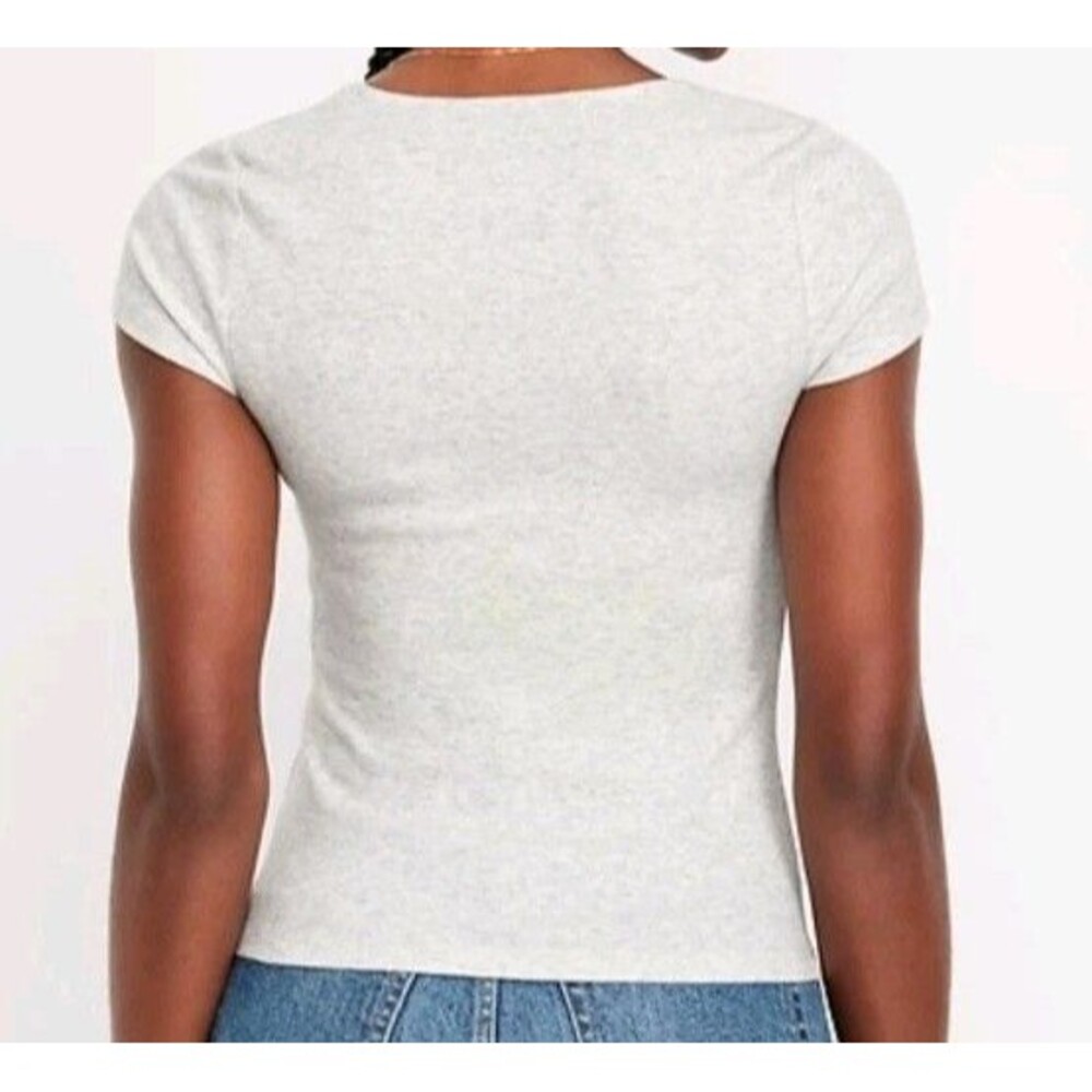 NWT Women's Old Navy Fitted Ribbed Square Neck Tee Size S Maroon A7 - Picture 6 of 6